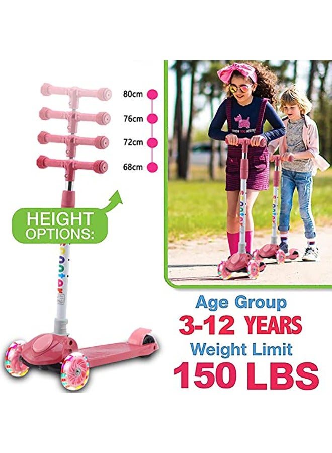 سكوتر للأطفال الصغار، سكوتر ركل للأطفال، 3 عجلات مضيئة LED وسطح مضاد للانزلاق، يمكن التحكم به بالميل، 4 ارتفاعات قابلة للتعديل للأطفال من سن 3 إلى 12 عامًا للأولاد والبنات - Image 2